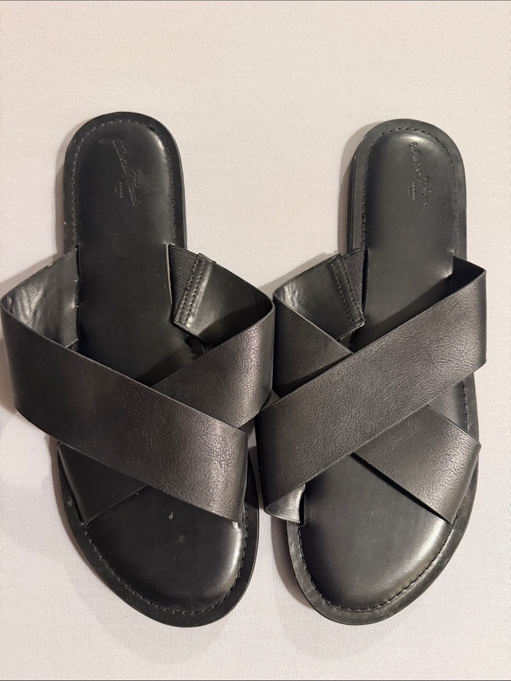 Universal Thread Black Faux Leather Slide Sandals